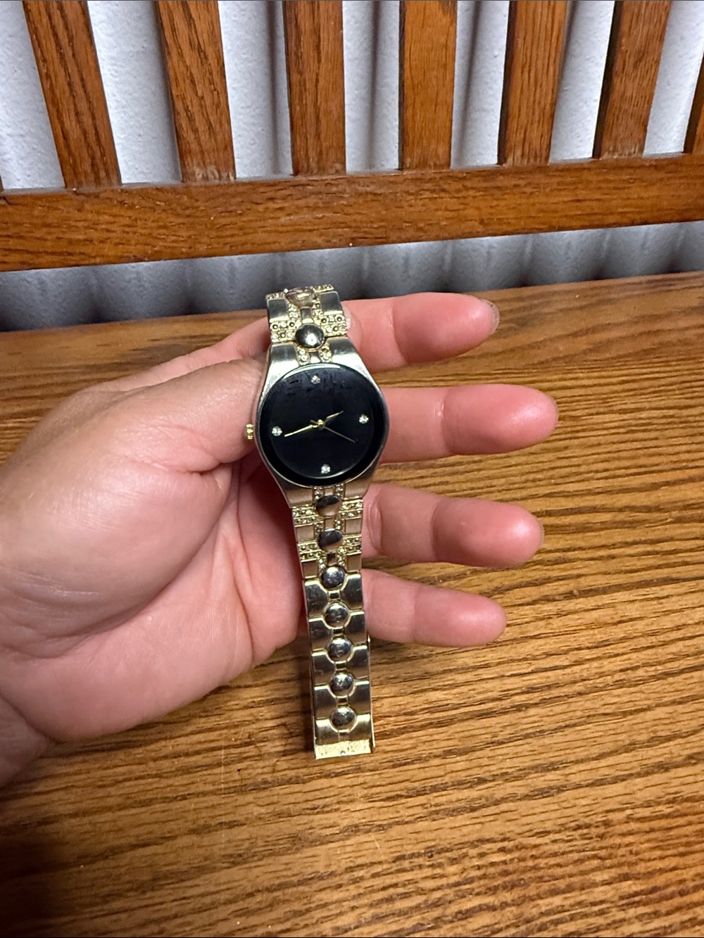 Gold and Black Women's watch